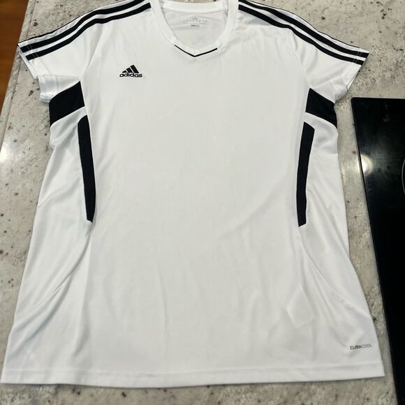 Adidas Mens White Mesh Insert Soccer Shirt sz XL EUC - Picture 1 of 7